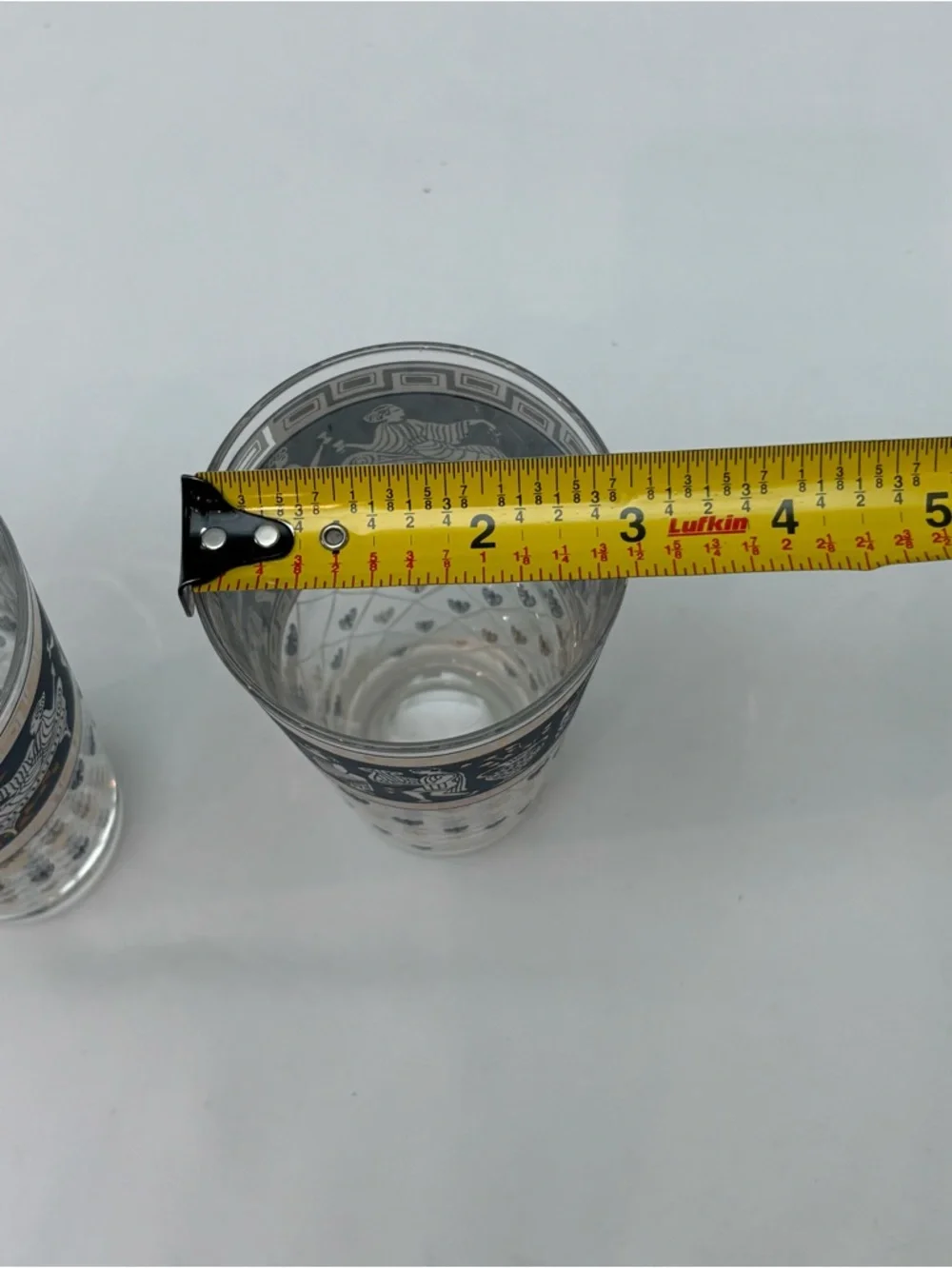 Vintage Cera Glass Highball Glasses “Etruscan Frieze” Greek Design